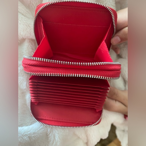 Leather Coin and RFID Credit Card Wallet | Red | Nice Size | 8 card slots - Picture 3 of 5